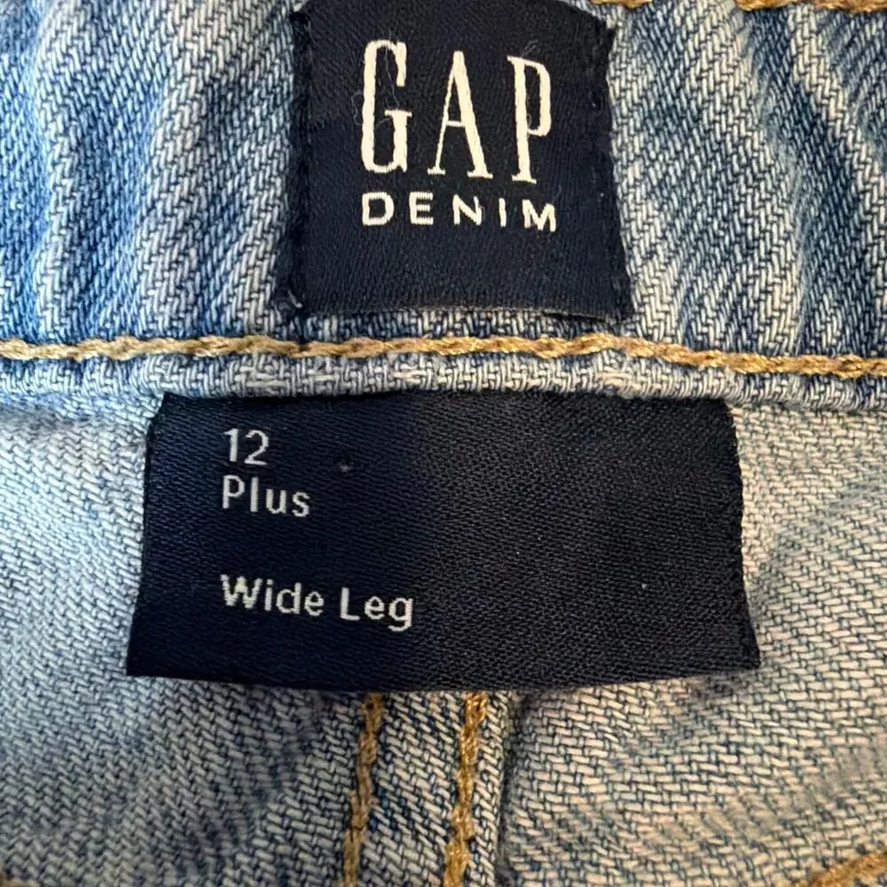 Gap Kids Butterfly Patch Wide Leg Jeans Y2K Denim Boho Aesthetic Sz Kids 12 Plus